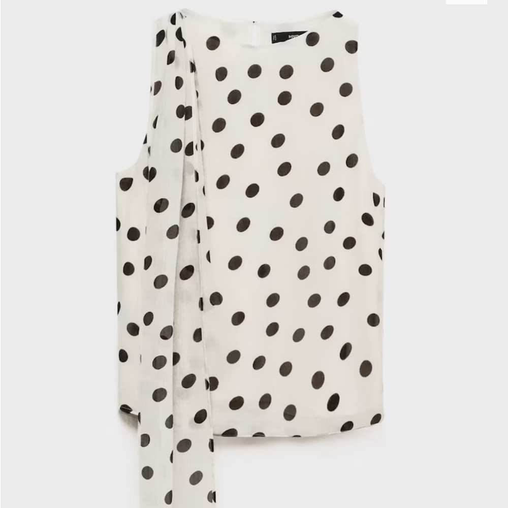 Polka-Dot Wrap-Neck Blouse